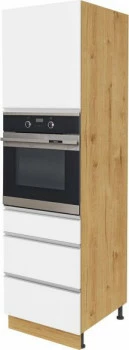 Wysoka zabudowa piekarnika lewa Monia z easy box (biały połysk/dąb Soma ciemny) 