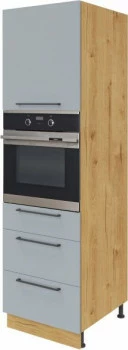 Wysoka zabudowa piekarnika/mikrofali Monia z easy box (szary/dąb Soma ciemny)