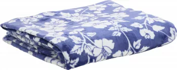 Koc flanelowy Blue Flowers 36 (granatowy/biały) 