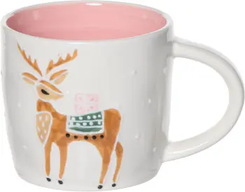Kubek Christmas 180 (biały/różowy/brązowy) 