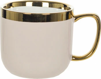 Kubek ceramiczny Cindy (beżowy ze złotym paskiem)