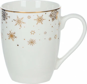 Kubek ceramiczny Christmas (biały w złote gwiazdki) 