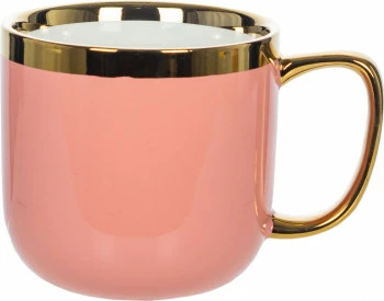 Kubek ceramiczny Cindy (różowy ze złotym paskiem)