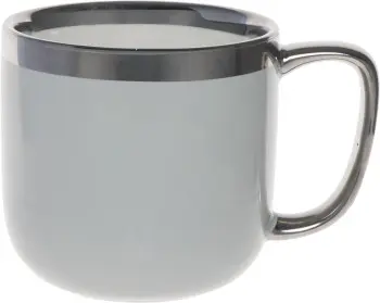 Kubek ceramiczny Cindy (szary ze srebrnym paskiem) 
