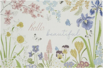 Mata stołowa prostokątna 26 (biała w kwiaty) 