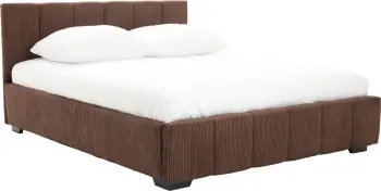 Łóżko tapicerowane 160 Mindy (sztruks czekoladowy brąz) ze stelażem i pojemnikiem