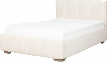 Łóżko tapicerowane 120 Mindy (sztruks beż) ze stelażem i pojemnikiem