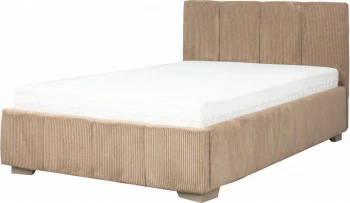 Łóżko tapicerowane 120 Mindy (sztruks brąz) ze stelażem i pojemnikiem