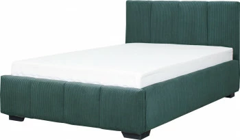 Łóżko tapicerowane 120 Mindy (sztruks zielony) ze stelażem i pojemnikiem 
