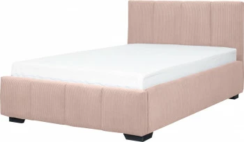 Łóżko tapicerowane 120 Mindy (sztruks róż) ze stelażem i pojemnikiem