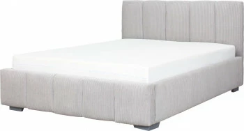 Łóżko tapicerowane 140 Mindy (sztruks szary) ze stelażem i pojemnikiem