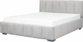 Łóżko tapicerowane 160 Mindy (sztruks szary) ze stelażem i pojemnikiem