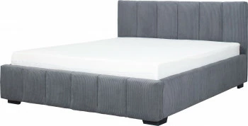 Łóżko tapicerowane 160 Mindy (sztruks grafit) ze stelażem i pojemnikiem