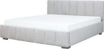 Łóżko tapicerowane 180 Mindy (sztruks szary) ze stelażem i pojemnikiem