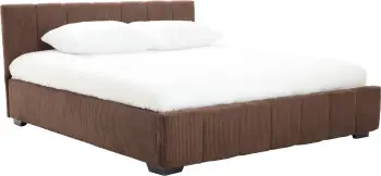 Łóżko tapicerowane 180 Mindy (sztruks czekoladowy brąz) ze stelażem i pojemnikiem 