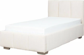 Łóżko tapicerowane 90 Mindy (sztruks beż) ze stelażem i pojemnikiem