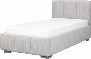 Łóżko tapicerowane 90 Mindy (sztruks szary) ze stelażem i pojemnikiem