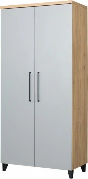 Szafa 2-drzw. z półkami i drążkiem Panama (szary/dąb Soma ciemny) 