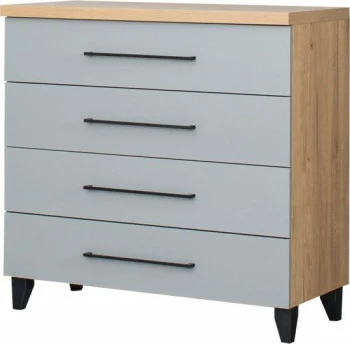 Komoda 4-szufl. Panama (szary/dąb Soma ciemny) 