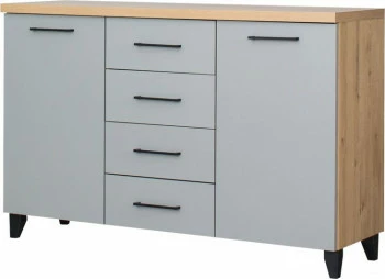 Komoda z frontami i 4-szufl. Panama (szary/dąb Soma ciemny)