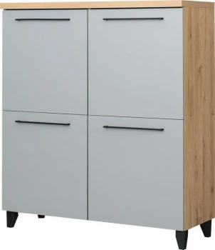 Komoda 4 drzwiowa Panama (szary/dąb Soma ciemny) 