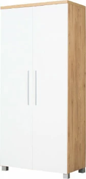 Szafa 2-drzw. z półkami Panama (biały-połysk/dąb Soma ciemny)