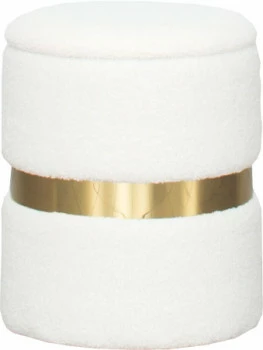 Pufa duża Altino beżowa ze złotą ramką 