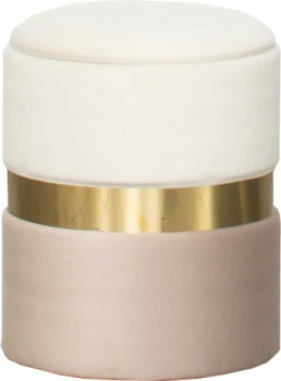 Pufa (mała) Altino ze złotą ramką (beż/brąz)