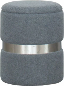 Pufa duża Altino szara ze srebrną ramką 