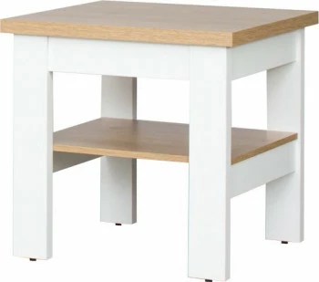 Stolik kwadratowy pełny z półką (dąb soma ciemny/biały) 