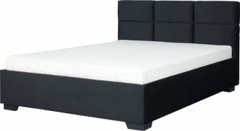 Łóżko tapicerowane 140 Sawona (plusz czarny) ze stelażem i pojemnikiem 