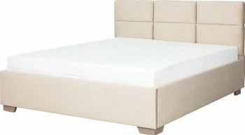 Łóżko tapicerowane 140 Sawona (plusz beż) ze stelażem i pojemnikiem 