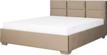 Łóżko tapicerowane 140 Sawona (plusz brąz) ze stelażem i pojemnikiem 