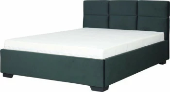 Łóżko tapicerowane 140 Sawona (plusz zielony) ze stelażem i pojemnikiem 