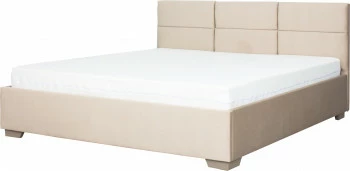 Łóżko tapicerowane 180 Sawona (plusz beż) ze stelażem i pojemnikiem