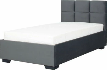 Łóżko tapicerowane 90 Sawona (plusz grafit) ze stelażem i pojemnikiem