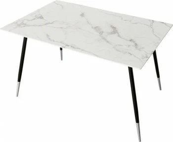 Stół z blatem ze szkła hartowanego Silvero (biały/czarno-srebrny) 