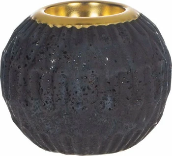 Świecznik ceramiczny Konti 22 (czarny/złoty) 