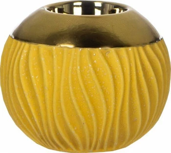 Świecznik ceramiczny Konti 23 (złoty/miód) 