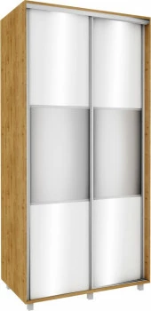 Szafa przesuwna lustra 100cm (biały połysk/lustro/dąb Soma ciemny) 