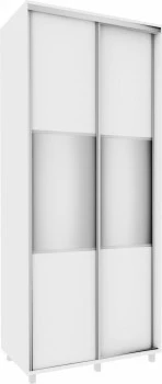 Wysoka szafa przesuwna 100 cm lustra (biały mat) 