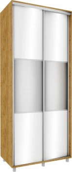 Wysoka szafa przesuwna lustra 100cm (biały połysk/lustro/dąb Soma ciemny) 