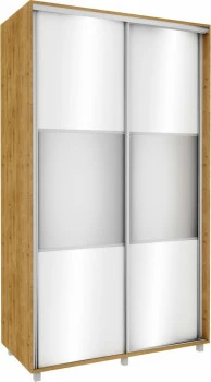 Szafa przesuwna lustra 120cm (biały połysk/lustro/dąb Soma ciemny) 