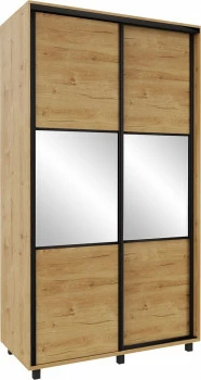 Szafa przesuwna 120 cm lustra (dąb Soma ciemny/czarne okucia) 