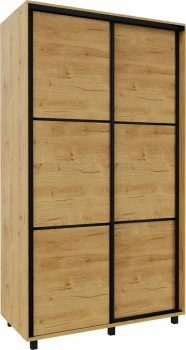 Szafa przesuwna 120 cm (dąb Soma ciemny/czarne okucia) 