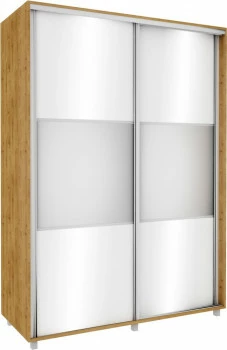 Szafa przesuwna lustra 150cm (biały połysk/lustro/dąb Soma ciemny) 