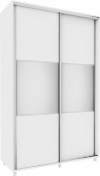 Wysoka szafa przesuwna 150 cm lustra (biały mat) 