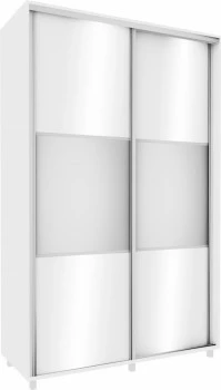 Wysoka szafa przesuwna 150 cm lustra (biały połysk)