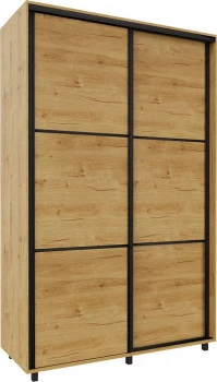 Wysoka szafa przesuwna 150 cm (dąb Soma ciemny/czarne okucia) 