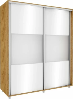 Szafa przesuwna lustra 180cm (biały połysk/lustro/dąb Soma ciemny) 